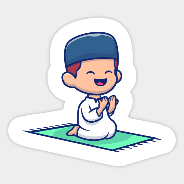 Cute boy moslem sitting and praying Sticker by Catalyst Labs